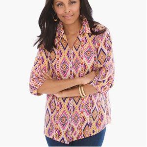 Chico’s Ikat Linen Button Back Shirt